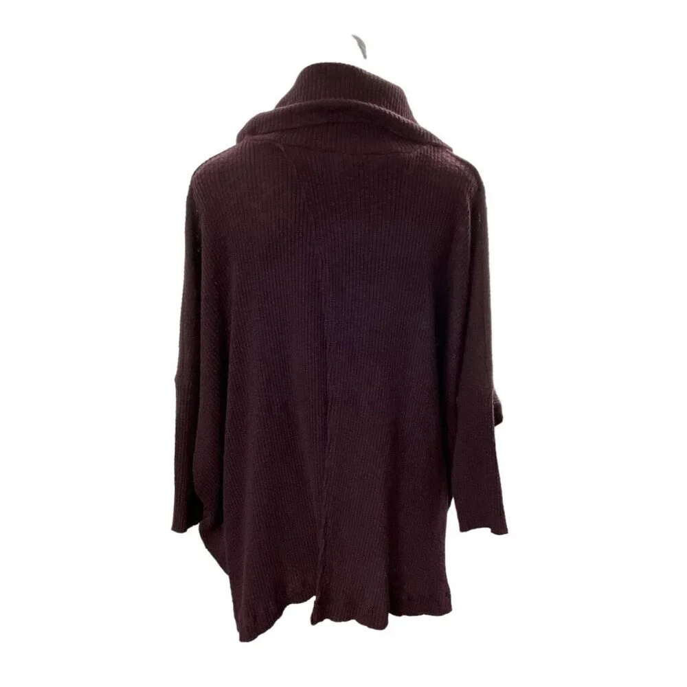 FREE PEOPLE BEACH Women World Traveler Sweater Open Back Sz L Purple Casual 62-3